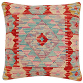 handmade Traditional Pillow Red Beige Hand-Woven SQUARE 100% WOOL Hand woven turkish pillow2 x 2
