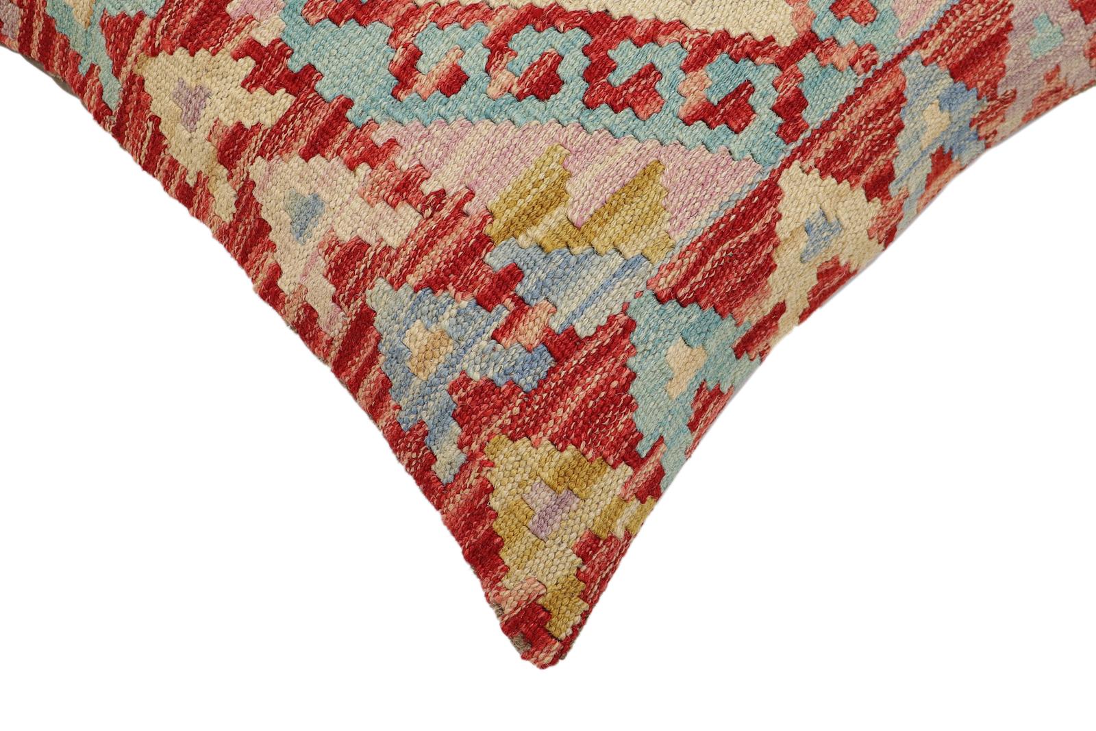 handmade Traditional Pillow Red Beige Hand-Woven SQUARE 100% WOOL Hand woven turkish pillow2' x 2'