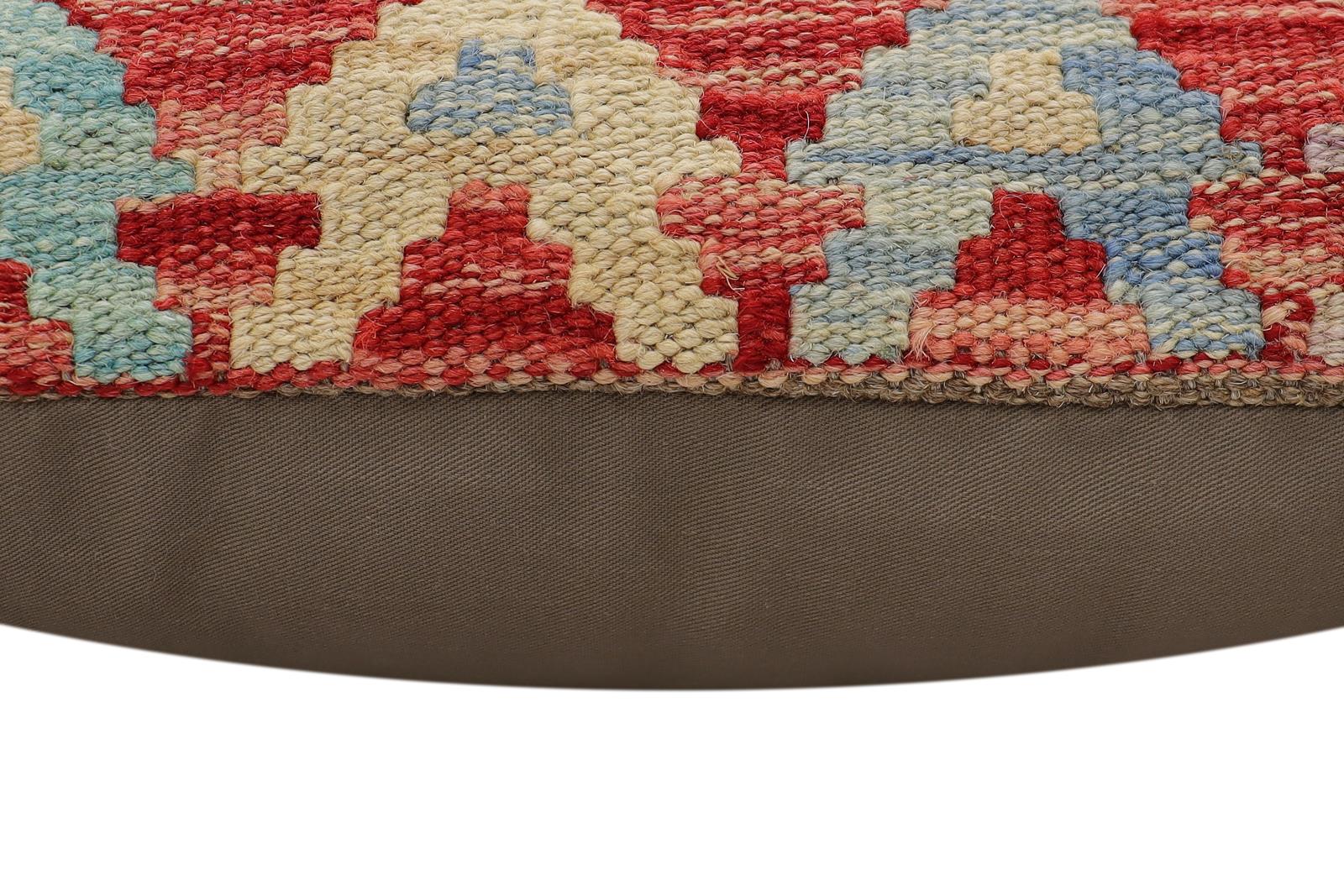 handmade Traditional Pillow Red Beige Hand-Woven SQUARE 100% WOOL Hand woven turkish pillow2' x 2'