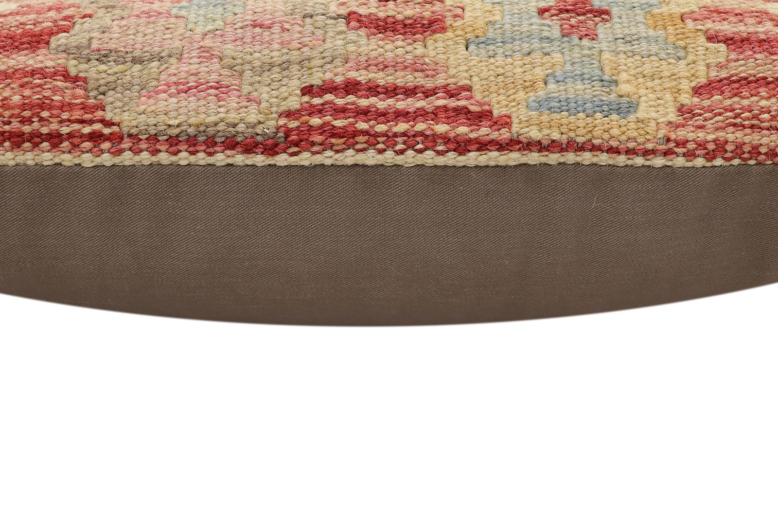 handmade Traditional Pillow Rust Beige Hand-Woven SQUARE 100% WOOL Hand woven turkish pillow2' x 2'