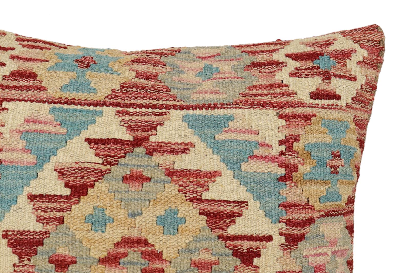 handmade Traditional Pillow Rust Beige Hand-Woven SQUARE 100% WOOL Hand woven turkish pillow2' x 2'