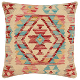 handmade Traditional Pillow Beige Rust Hand-Woven SQUARE 100% WOOL Hand woven turkish pillow2 x 2
