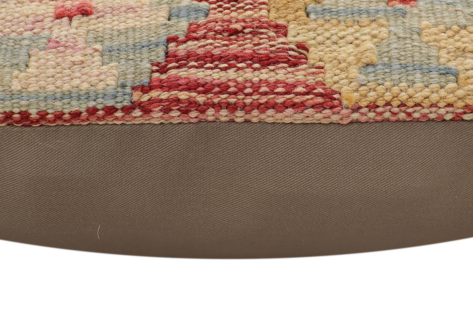 handmade Traditional Pillow Rust Blue Hand-Woven SQUARE 100% WOOL Hand woven turkish pillow2' x 2'