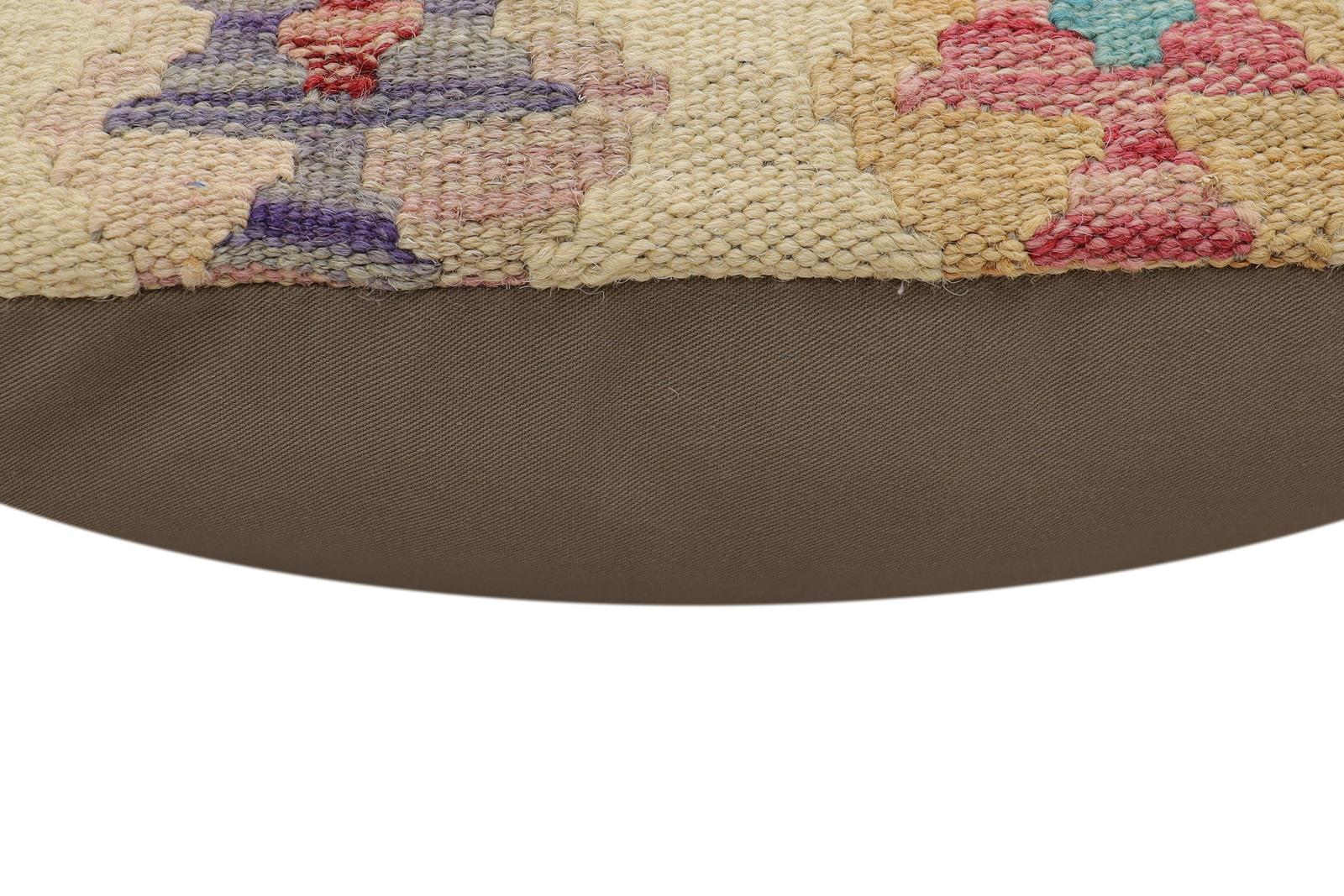 handmade Traditional Pillow Beige Rust Hand-Woven SQUARE 100% WOOL Hand woven turkish pillow2' x 2'