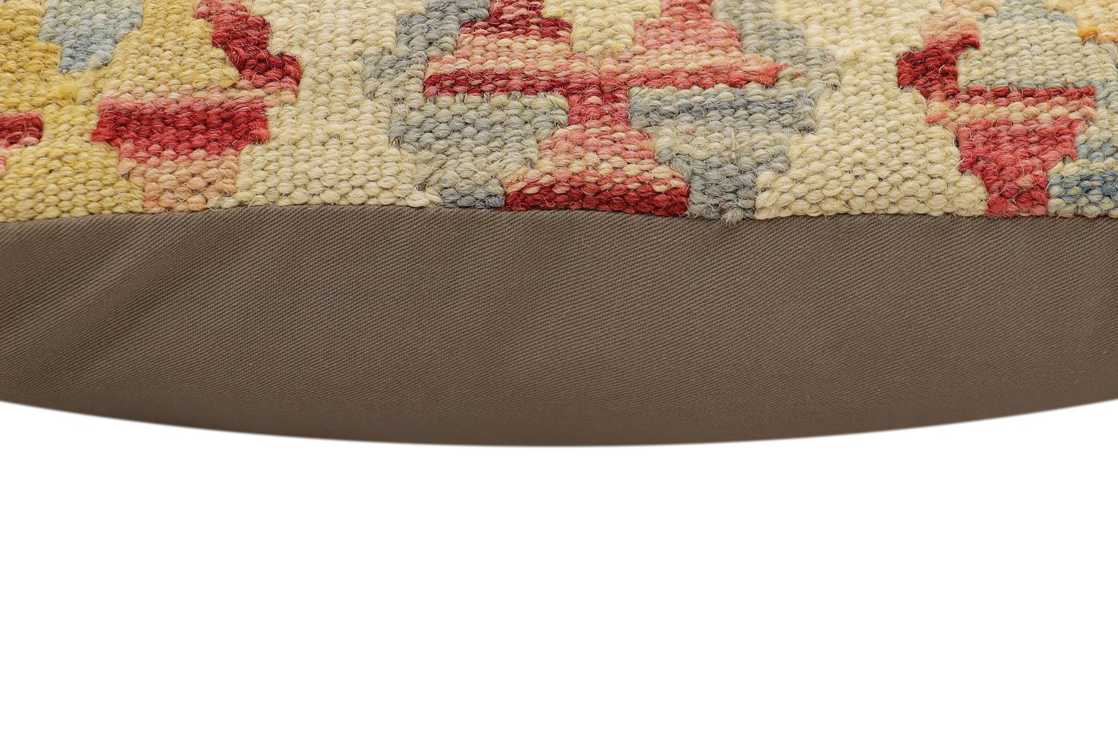 handmade Traditional Pillow Beige Rust Hand-Woven SQUARE 100% WOOL Hand woven turkish pillow2' x 2'