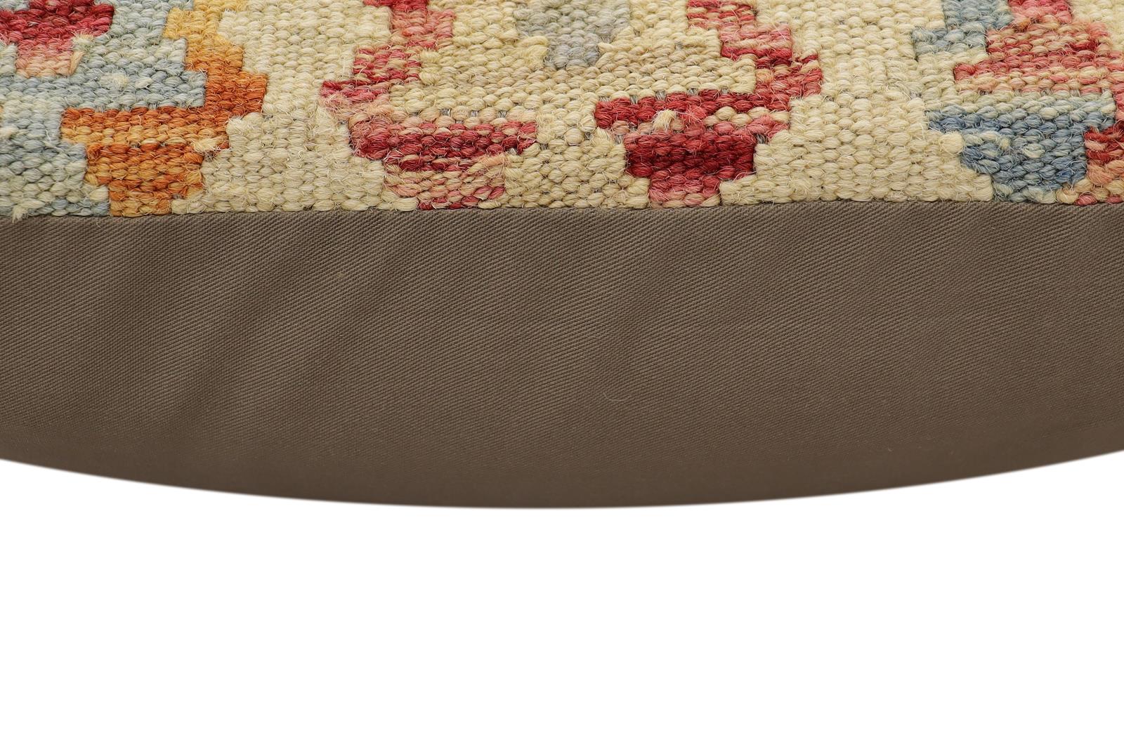 handmade Traditional Pillow Beige Rust Hand-Woven SQUARE 100% WOOL Hand woven turkish pillow2' x 2'