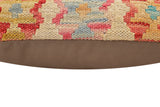 handmade Traditional Pillow Beige Rust Hand-Woven SQUARE 100% WOOL  Hand woven turkish pillow  2 x 2