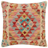 handmade Traditional Pillow Beige Rust Hand-Woven SQUARE 100% WOOL Hand woven turkish pillow 2 x 2
