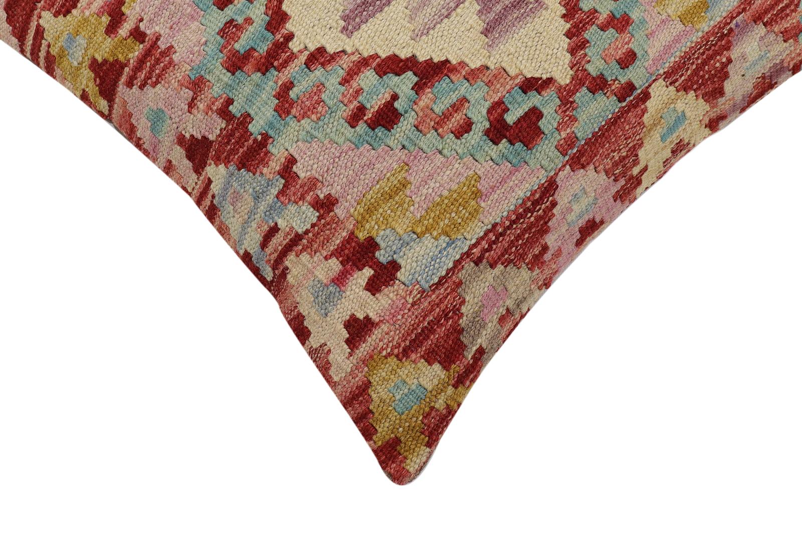 handmade Traditional Pillow Rust Beige Hand-Woven SQUARE 100% WOOL Hand woven turkish pillow2' x 2'