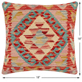 handmade Traditional Pillow Rust Beige Hand-Woven SQUARE 100% WOOL Hand woven turkish pillow2' x 2'