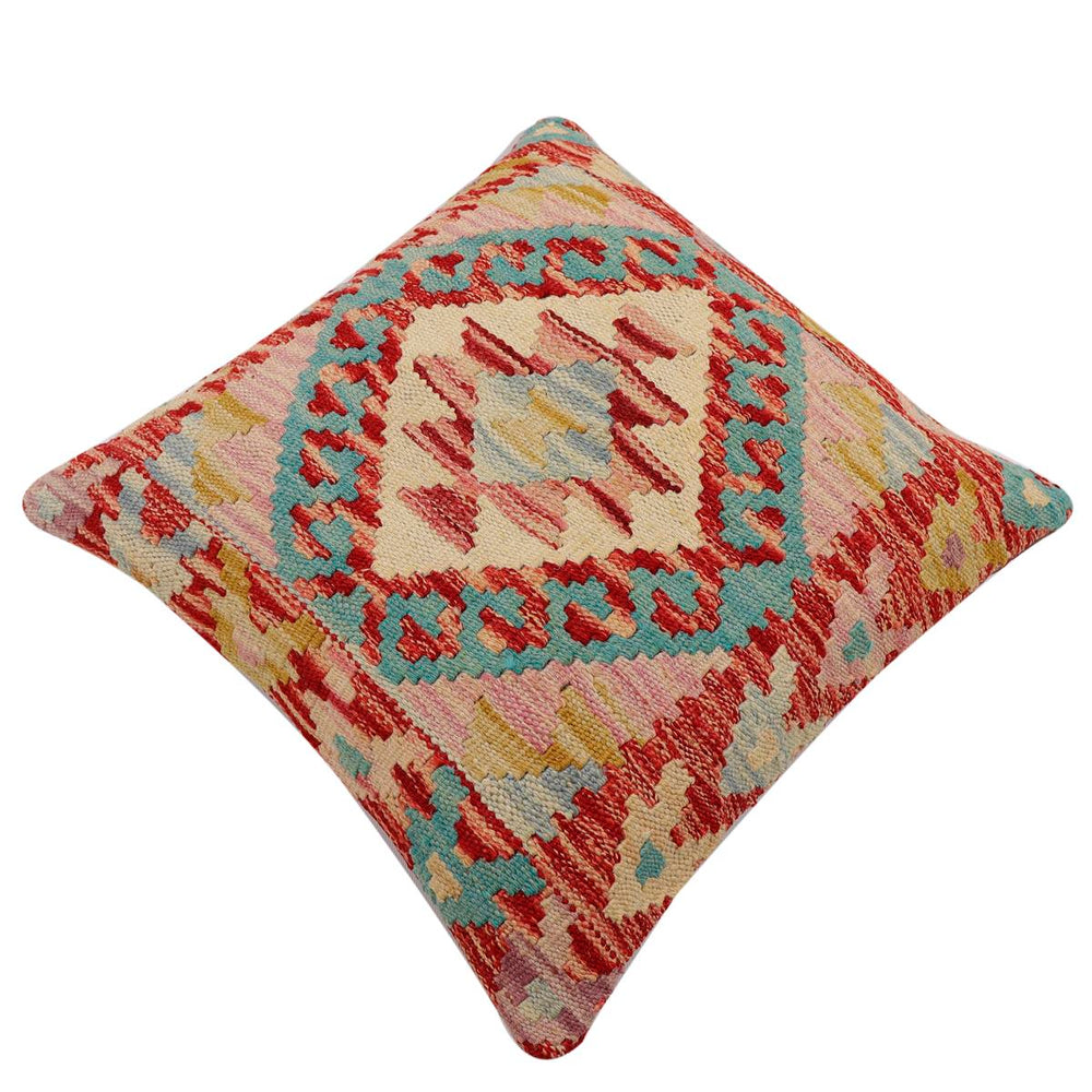 handmade Traditional Pillow Rust Beige Hand-Woven SQUARE 100% WOOL Hand woven turkish pillow2' x 2'