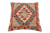 handmade Traditional Pillow Rust Beige Hand-Woven SQUARE 100% WOOL Hand woven turkish pillow2' x 2'