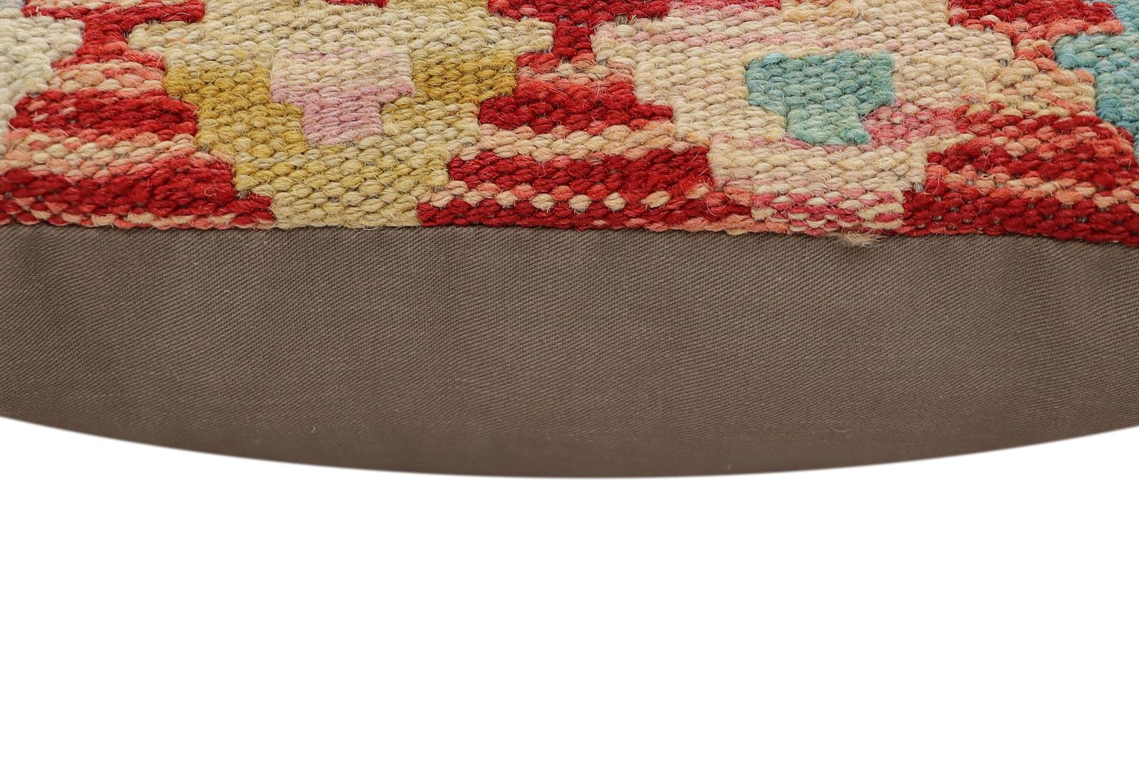 handmade Traditional Pillow Rust Beige Hand-Woven SQUARE 100% WOOL Hand woven turkish pillow2' x 2'