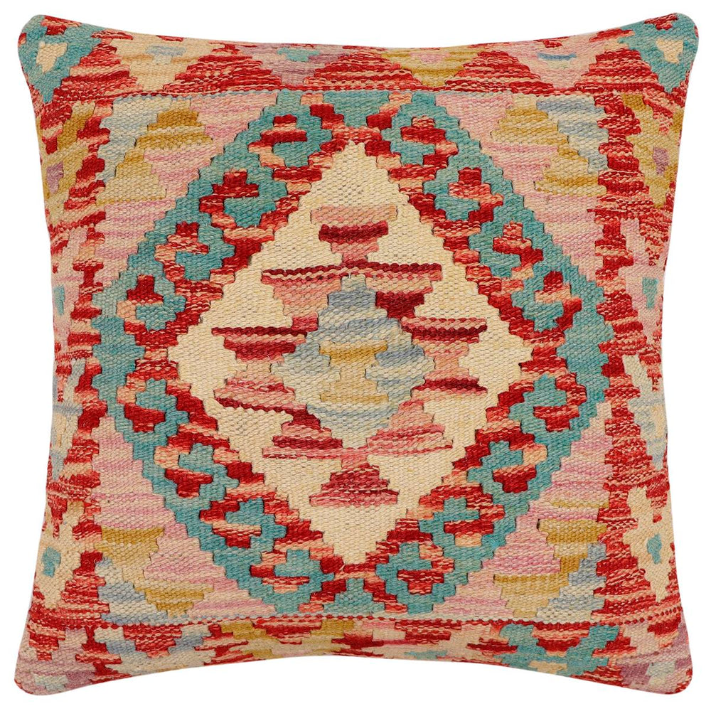 handmade Traditional Pillow Rust Beige Hand-Woven SQUARE 100% WOOL Hand woven turkish pillow2' x 2'