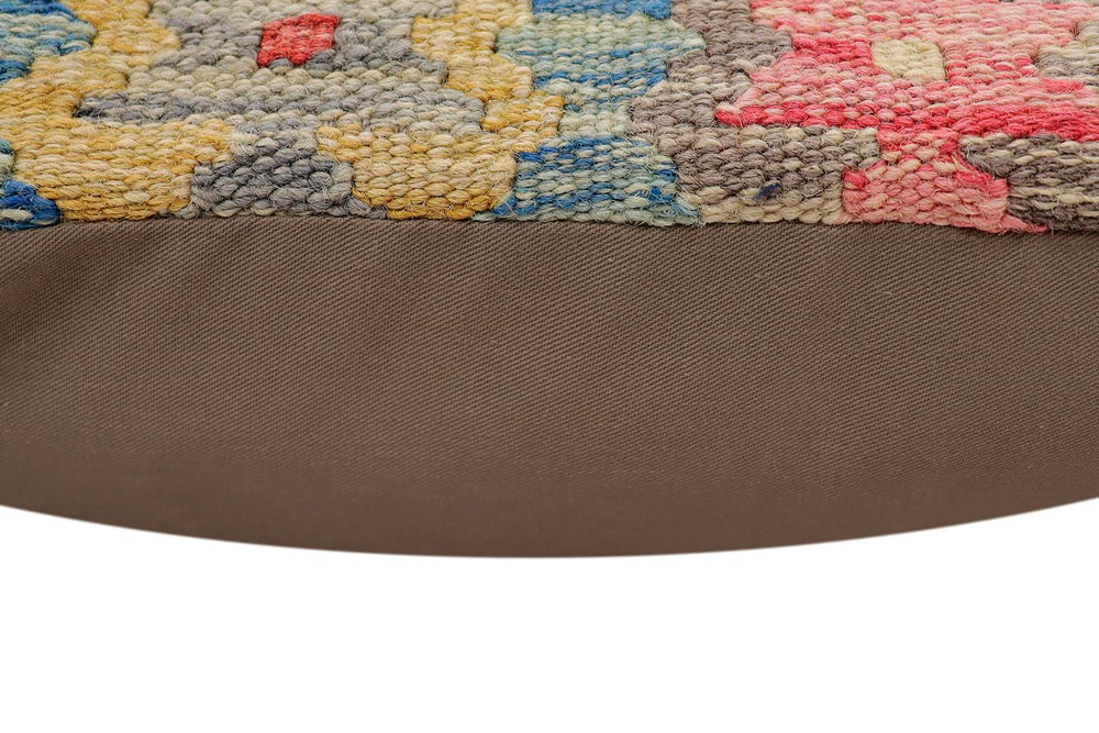 handmade Traditional Pillow Blue Beige Hand-Woven SQUARE 100% WOOL Hand woven turkish pillow2' x 2'