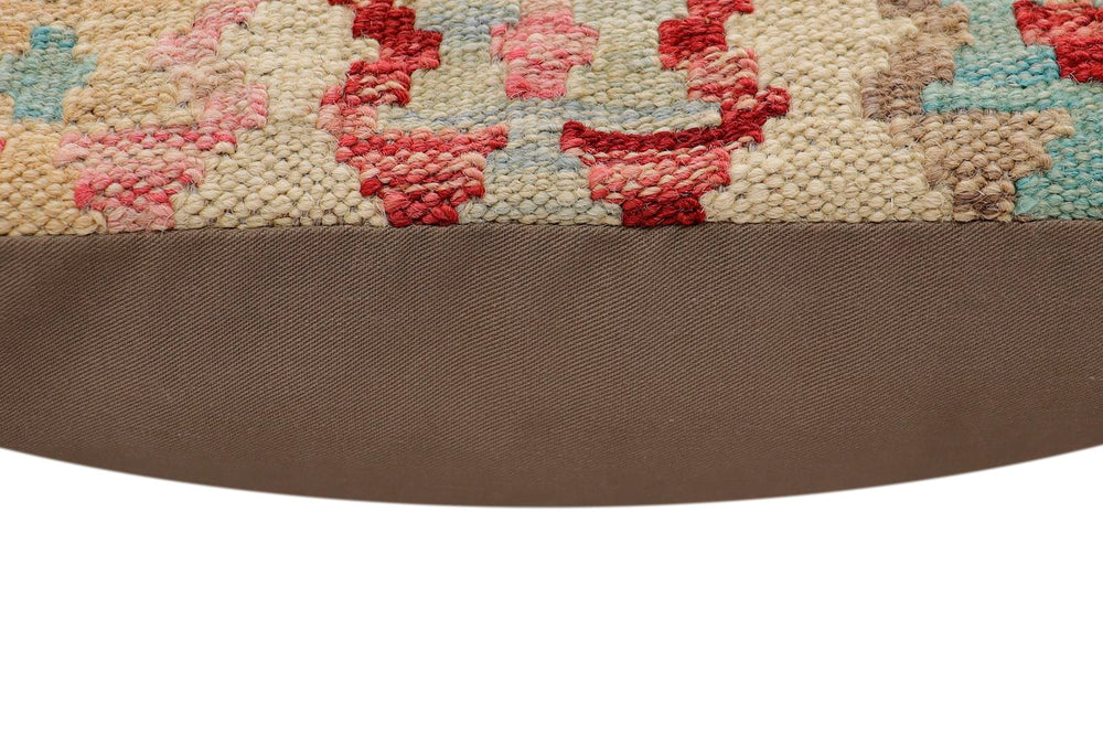 handmade Traditional Pillow Beige Red Hand-Woven SQUARE 100% WOOL Hand woven turkish pillow2' x 2'