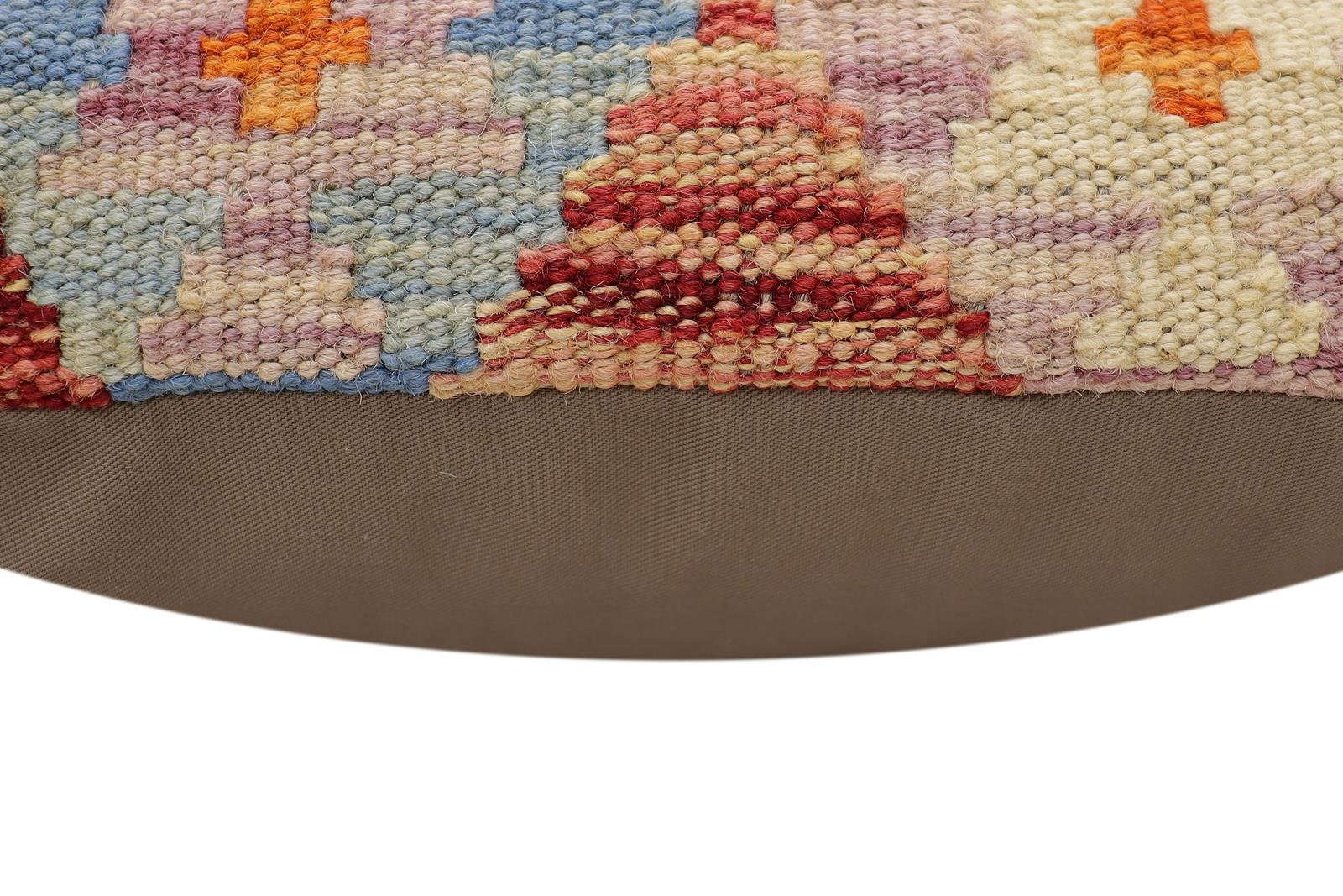 handmade Traditional Pillow Rust Blue Hand-Woven SQUARE 100% WOOL Hand woven turkish pillow2' x 2'