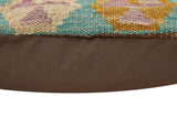 handmade Traditional Pillow Blue Beige Hand-Woven SQUARE 100% WOOL Hand woven turkish pillow2' x 2'