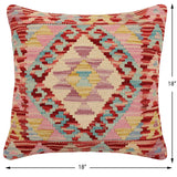 handmade Traditional Pillow Red Beige Hand-Woven SQUARE 100% WOOL Hand woven turkish pillow2' x 2'