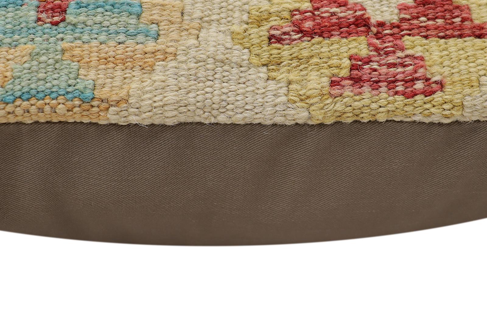 handmade Traditional Pillow Beige Red Hand-Woven SQUARE 100% WOOL Hand woven turkish pillow2' x 2'