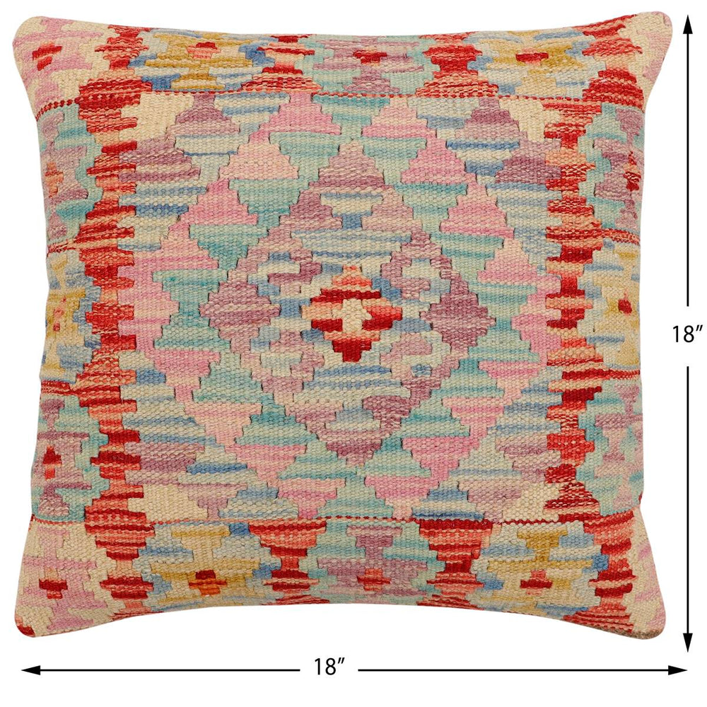 handmade Traditional Pillow Red Beige Hand-Woven SQUARE 100% WOOL Hand woven turkish pillow2' x 2'