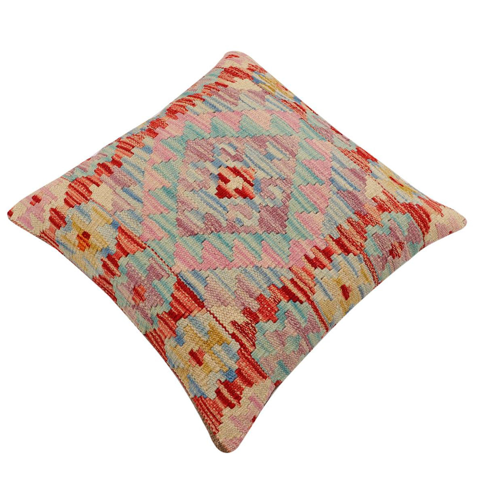 handmade Traditional Pillow Red Beige Hand-Woven SQUARE 100% WOOL Hand woven turkish pillow2' x 2'