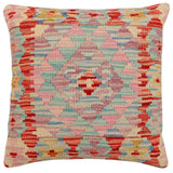 handmade Traditional Pillow Red Beige Hand-Woven SQUARE 100% WOOL Hand woven turkish pillow2' x 2'