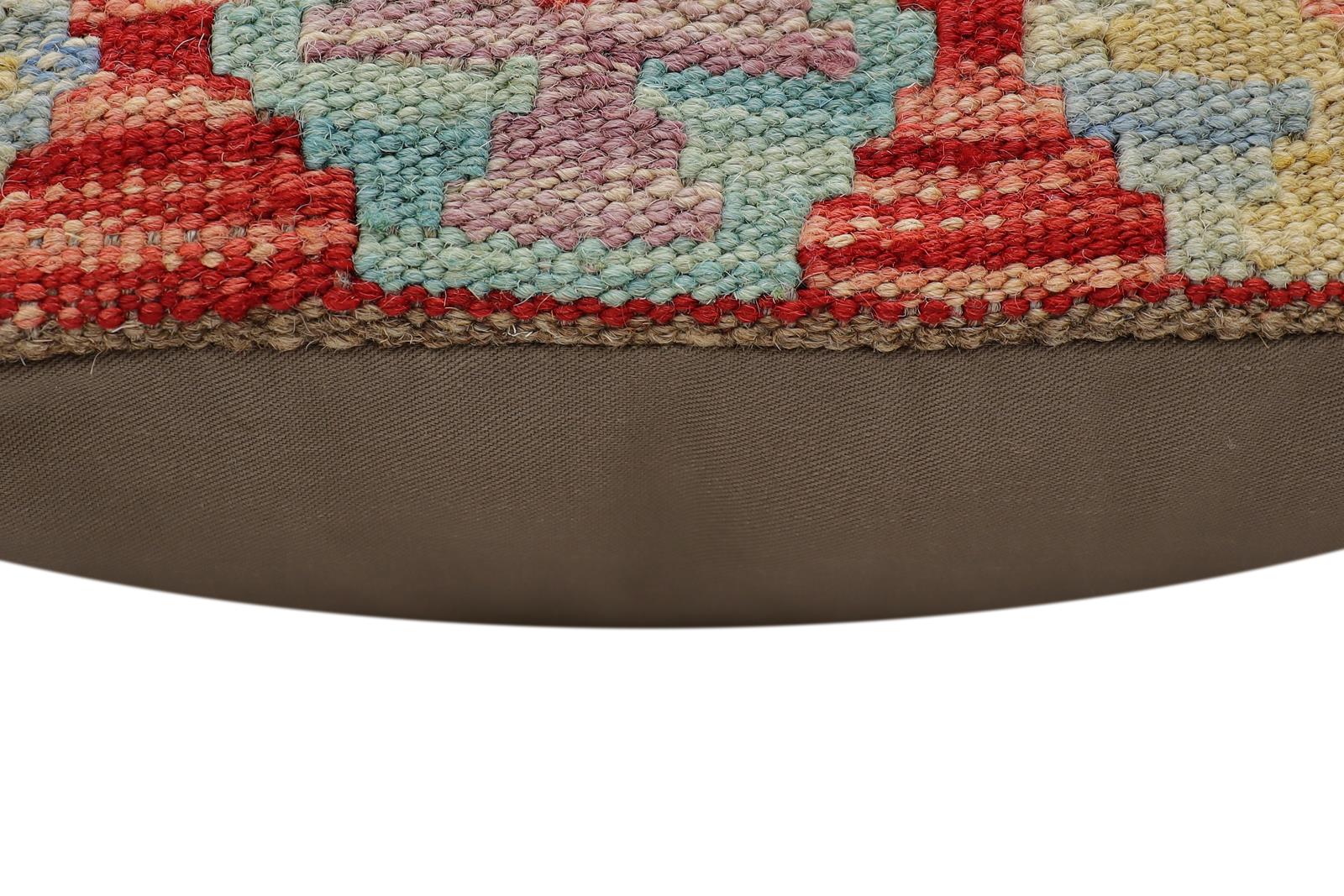 handmade Traditional Pillow Red Blue Hand-Woven SQUARE 100% WOOL Hand woven turkish pillow2' x 2'