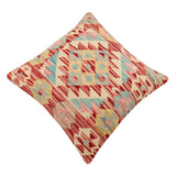 handmade Traditional Pillow Red Blue Hand-Woven SQUARE 100% WOOL Hand woven turkish pillow2' x 2'