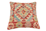 handmade Traditional Pillow Red Blue Hand-Woven SQUARE 100% WOOL Hand woven turkish pillow2' x 2'
