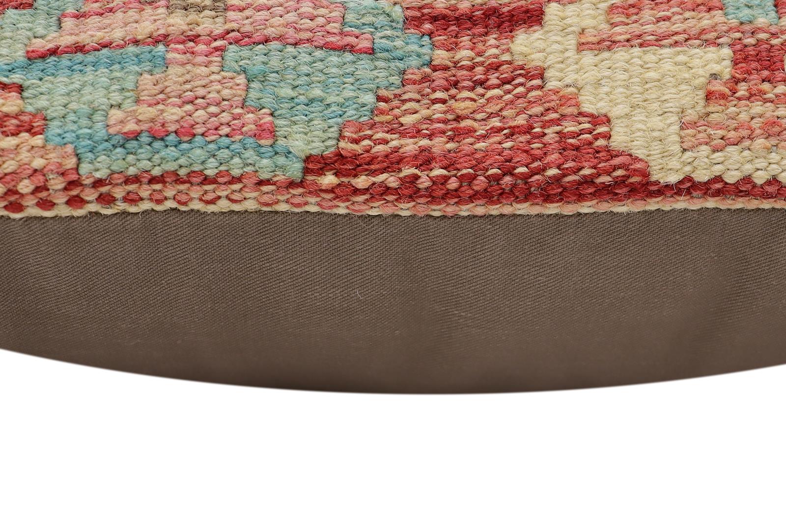 handmade Traditional Pillow Rust Blue Hand-Woven SQUARE 100% WOOL  Hand woven turkish pillow  2 x 2