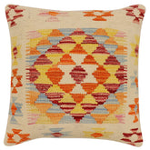 handmade Traditional Pillow Beige Rust Hand-Woven SQUARE 100% WOOL Hand woven turkish pillow2 x 2
