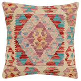 handmade Traditional Pillow Red Blue Hand-Woven SQUARE 100% WOOL Hand woven turkish pillow2 x 2