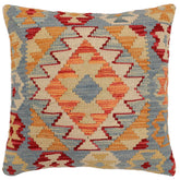 handmade Traditional Pillow Blue Beige Hand-Woven SQUARE 100% WOOL Hand woven turkish pillow2 x 2