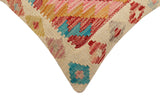 handmade Traditional Pillow Beige Red Hand-Woven SQUARE 100% WOOL  Hand woven turkish pillow  2 x 2