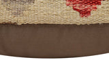 handmade Traditional Pillow Beige Red Hand-Woven SQUARE 100% WOOL  Hand woven turkish pillow  2 x 2