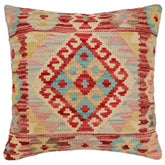 handmade Traditional Pillow Red Beige Hand-Woven SQUARE 100% WOOL Hand woven turkish pillow2 x 2