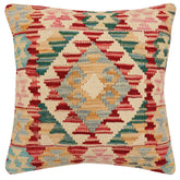 handmade Traditional Pillow Red Blue Hand-Woven SQUARE 100% WOOL Hand woven turkish pillow2 x 2