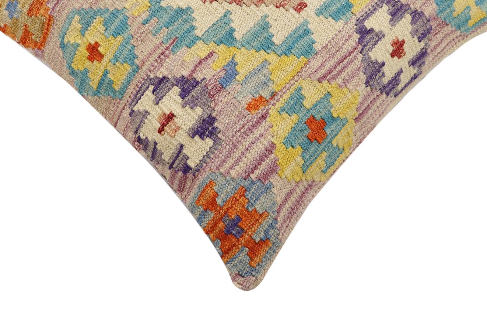 handmade Traditional Pillow Purple Blue Hand-Woven SQUARE 100% WOOL Hand woven turkish pillow2' x 2'