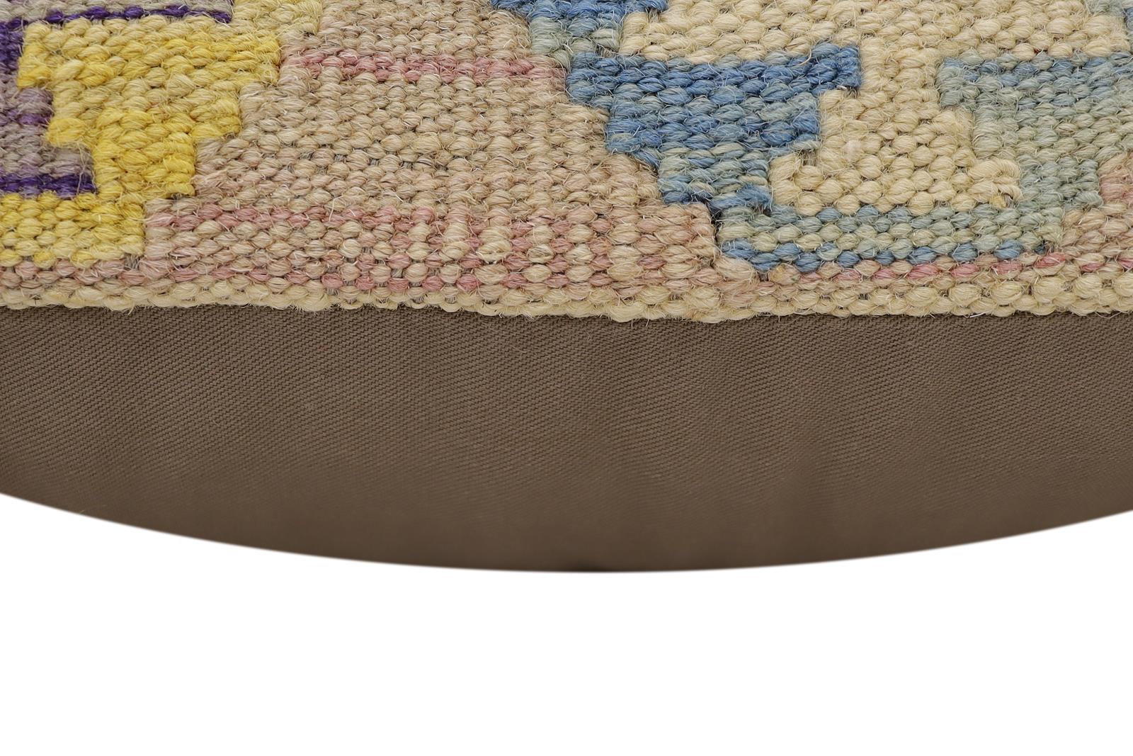 handmade Traditional Pillow Rust Blue Hand-Woven SQUARE 100% WOOL  Hand woven turkish pillow  2 x 2