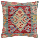 handmade Traditional Pillow Red Blue Hand-Woven SQUARE 100% WOOL Hand woven turkish pillow2 x 2