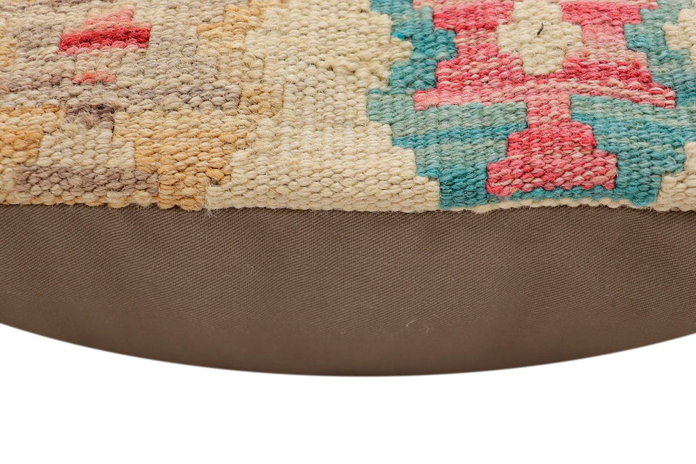 handmade Traditional Pillow Beige Red Hand-Woven SQUARE 100% WOOL Hand woven turkish pillow2' x 2'