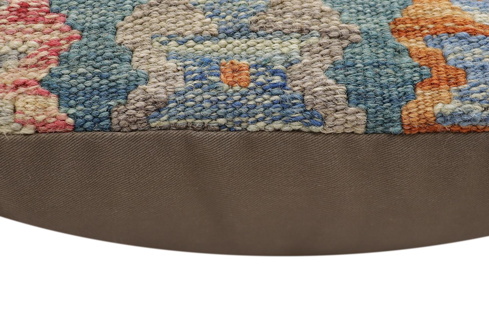 handmade Traditional Pillow Blue Red Hand-Woven SQUARE 100% WOOL Hand woven turkish pillow2' x 2'