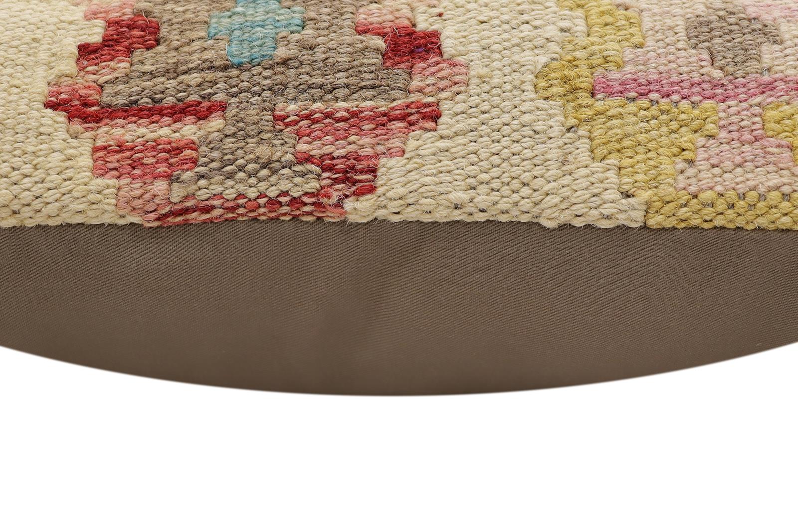 handmade Traditional Pillow Beige Red Hand-Woven SQUARE 100% WOOL Hand woven turkish pillow2' x 2'