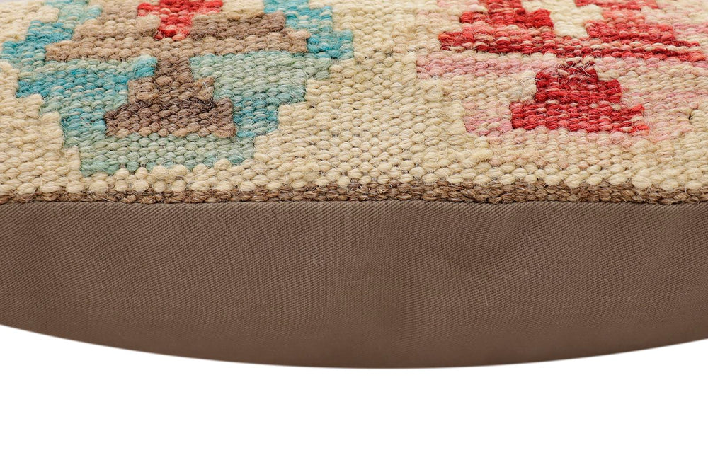 handmade Traditional Pillow Beige Red Hand-Woven SQUARE 100% WOOL Hand woven turkish pillow2' x 2'