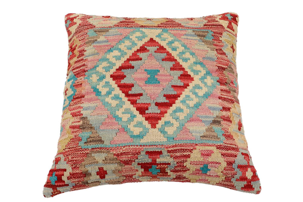 handmade Traditional Pillow Red Blue Hand-Woven SQUARE 100% WOOL Hand woven turkish pillow2' x 2'