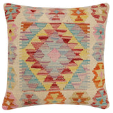 handmade Traditional Pillow Beige Red Hand-Woven SQUARE 100% WOOL Hand woven turkish pillow2 x 2