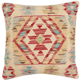 handmade Traditional Pillow Beige Red Hand-Woven SQUARE 100% WOOL Hand woven turkish pillow2 x 2