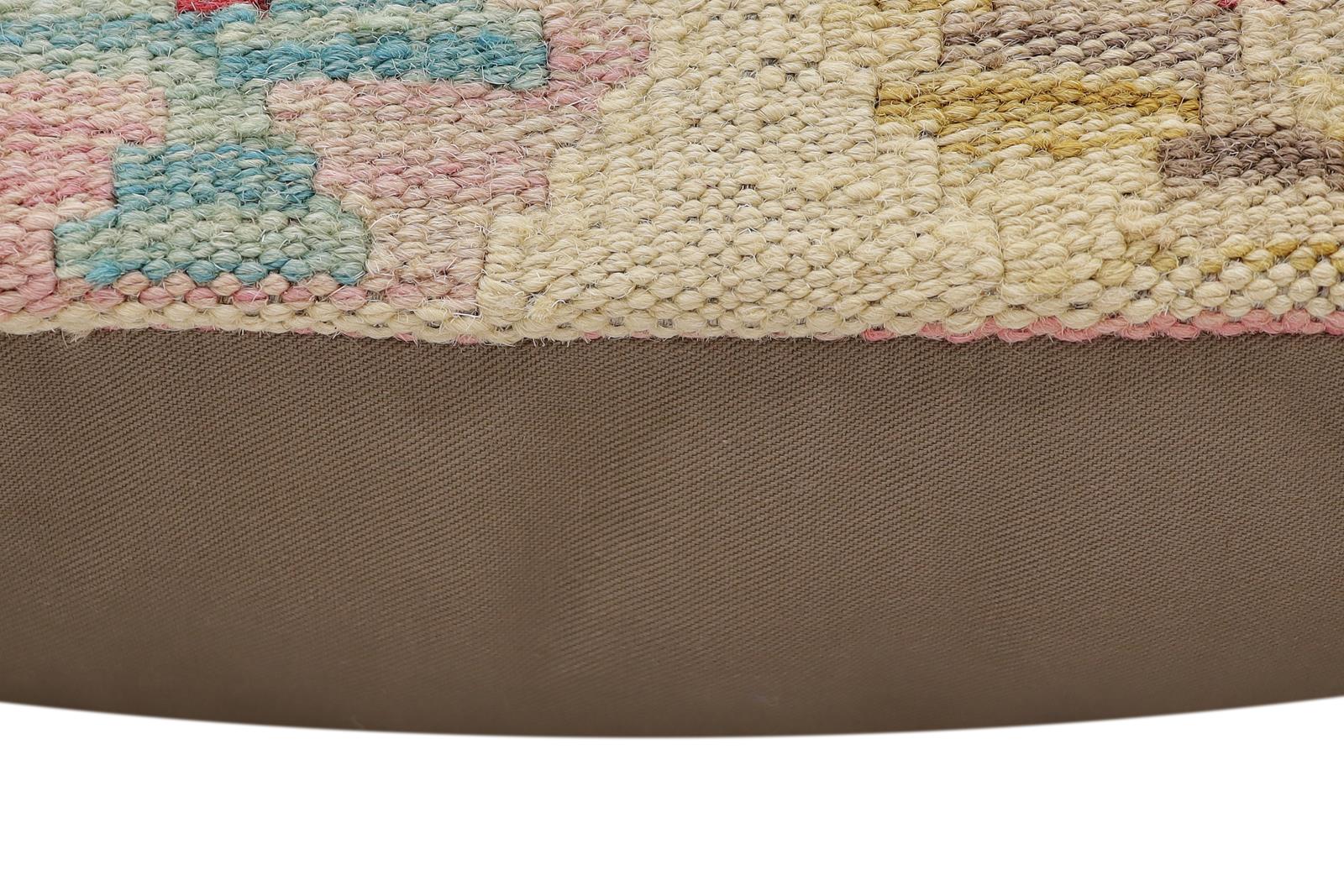 handmade Traditional Pillow Beige Red Hand-Woven SQUARE 100% WOOL Hand woven turkish pillow2' x 2'
