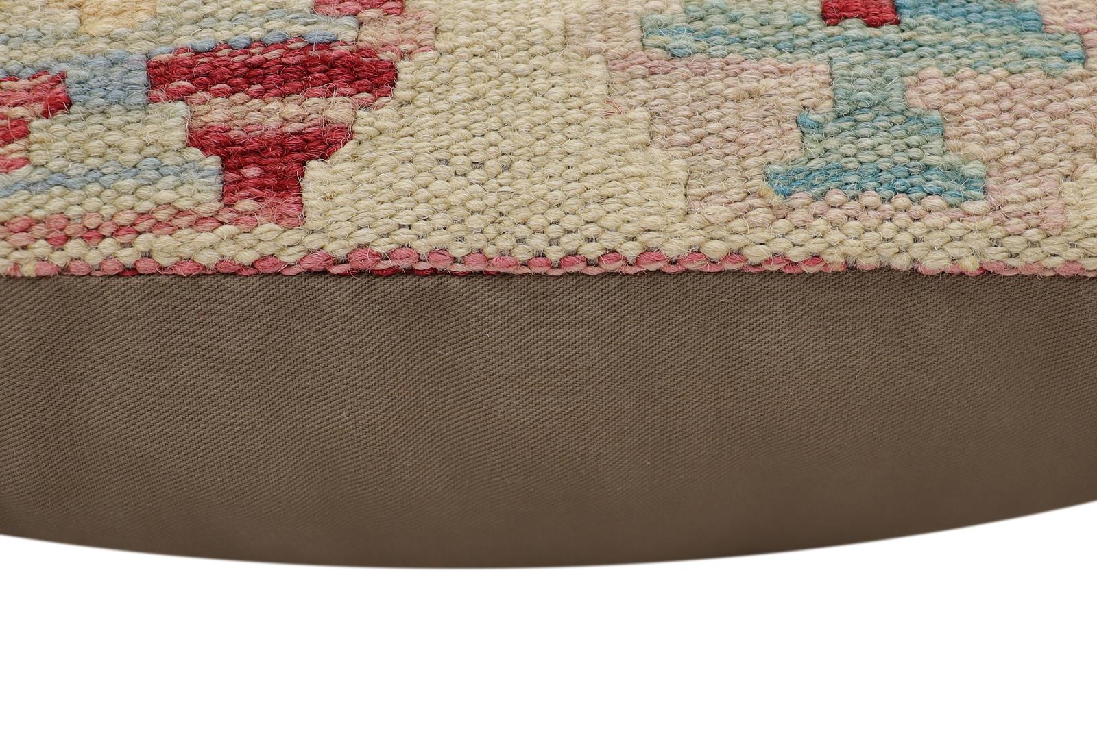 handmade Traditional Pillow Beige Red Hand-Woven SQUARE 100% WOOL Hand woven turkish pillow2' x 2'
